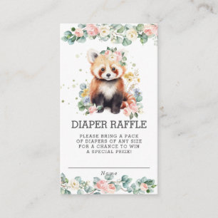 Blumengrün Red Panda Baby Diaper Raffle Begleitkarte