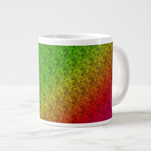 Blumengrün roter Regenbogen Gradient Diagonal Blen Jumbo-Tasse (Vorderseite Rechts)