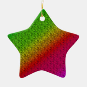 Blumengrün roter Regenbogen Gradient Diagonal Blen Keramik Ornament