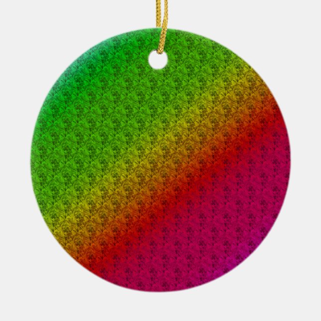 Blumengrün roter Regenbogen Gradient Diagonal Blen Keramikornament (Vorne)