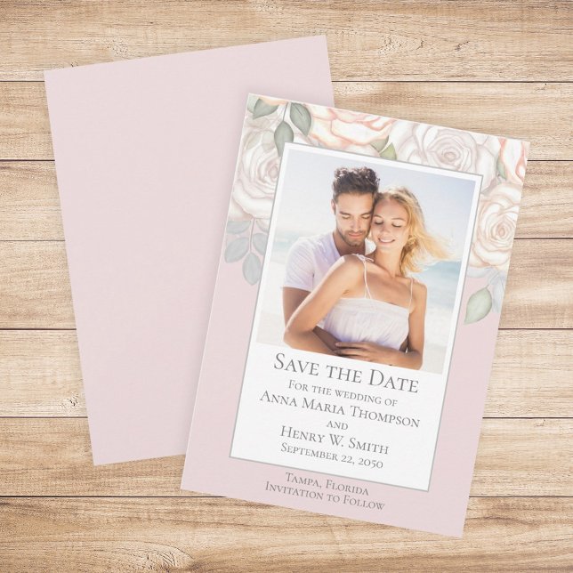 Blumengrün Save the Date blau Einladung (Von Creator hochgeladen)