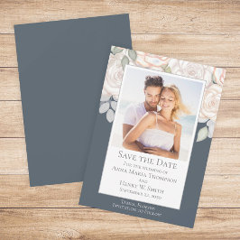 Blumengrün Save the Date grau Einladung