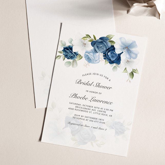 Blumengrün Script Bridal Dusche Einladung (Floral Bridal Shower Script Typography Party Invitation)