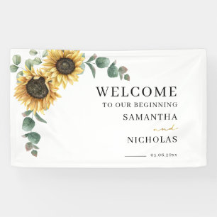 Blumengrün Sonnenblume Botanische Hochzeit Banner
