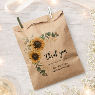 Blumengrün Sonnenblumen Script-Brautparty Geschenktütchen