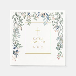 Blumengrün Taufe Christening Serviette