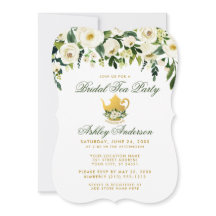 Blumengrün und Gold Bridal Tee Party Einladung GB