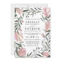 Blumengrün Vintag Rustikale Hochzeitseinladungen