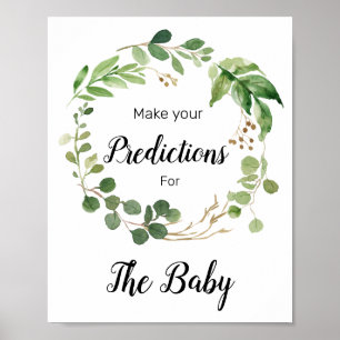 Blumengrün Vorhersagen für Babyzeichen Poster