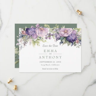 Blumengrün Wasserfarbe Lavendel Salbei Hochzeit Save The Date