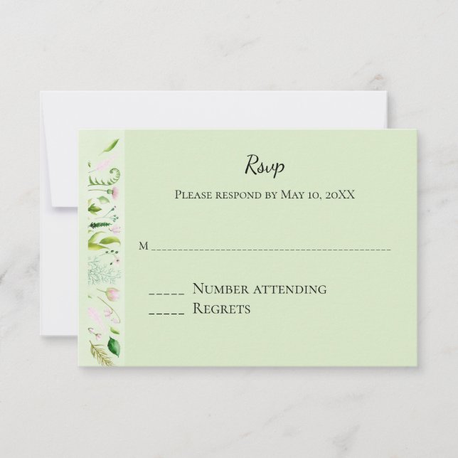 Blumengrün Wedding RSVP (Vorderseite)