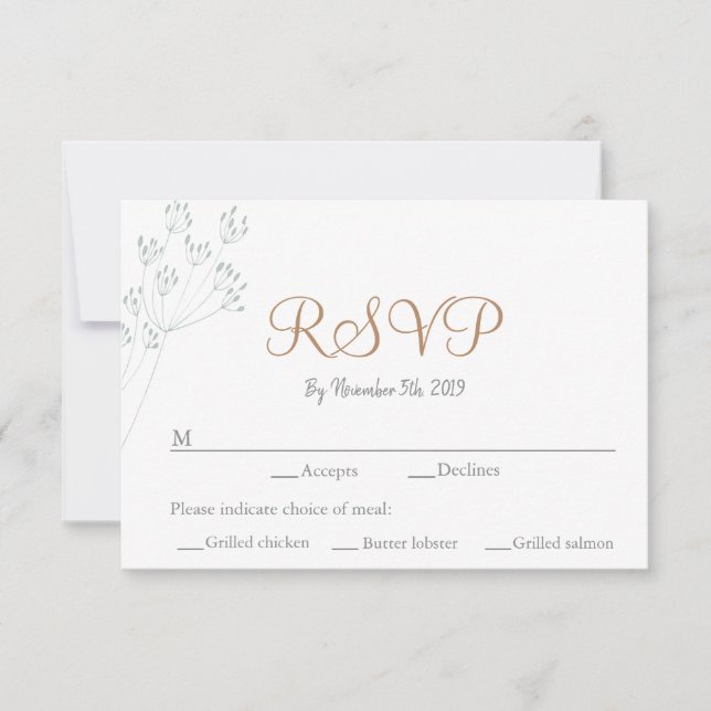 Blumengrün Wedding RSVP Karte (Vorderseite)