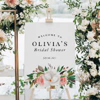 Blumengrün, weißes Rosa Brautparty Begrüßungszeich