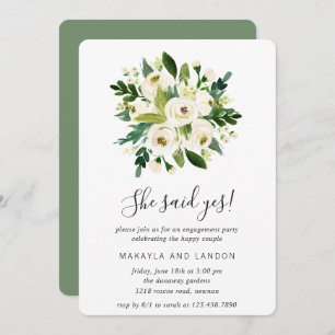 Blumengrün Weißrosen Engagement Partei Einladung