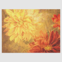 Blumengrunge Orange Dekoupage Tissue Paper