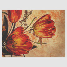 Blumengrunge Orange Tulip Dekoupage Tissue Paper