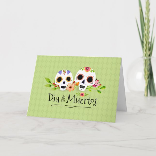 Blumengruß-Karte zuckerskulls Dia de Muertos Karte (Vorderseite)