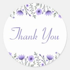 Blumengrüße bei der Hochzeit von Purple Flowers Runder Aufkleber