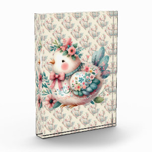 Blumenhafte Vogelfigur mit pastellfarbenem Boho-Ch Fotoblock