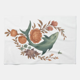 Blumenhaie Harmonie - Natur und Meeresfusion Kunst Geschirrtuch
