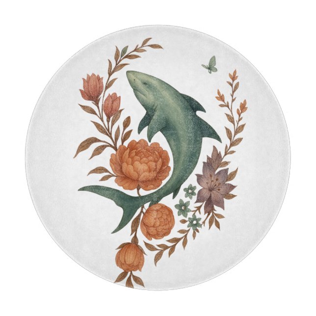 Blumenhaie Harmonie - Natur und Meeresfusion Kunst Schneidebrett (Vorderseite)