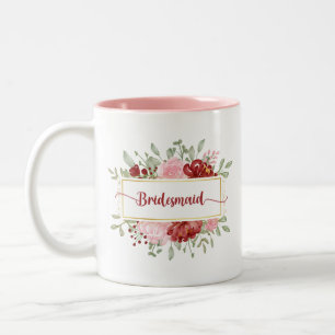 Blumenhain, Aquarell, rot und rosa Blume Zweifarbige Tasse