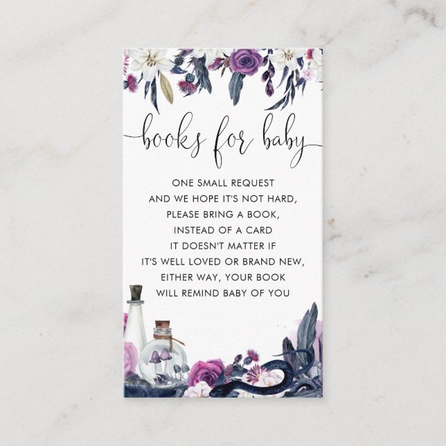 Blumenhain-Schlangenbücher für Babydusche Begleitkarte (Vorderseite)