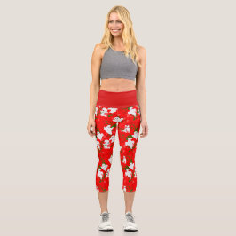 Blumenhalloween ghosts Blume rot Capri Leggings