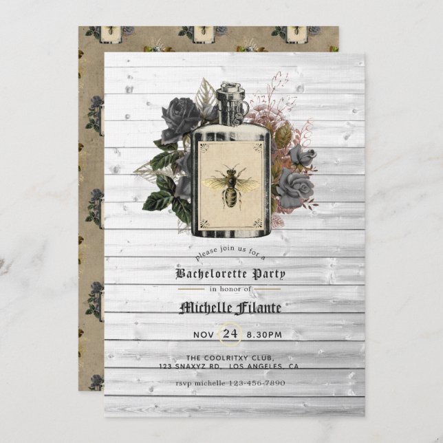 BlumenHalloween Gotischer Junggeselinnen-Abschied  Einladung (Vorne/Hinten)