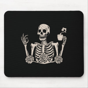 BlumenHalloween Women Men Funny Skeleton Drinken Mousepad