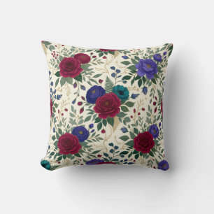 Blumenhalsausschnitt & Saumbordüre-Design Kissen
