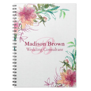 Blumenhandbrief Monogram Wedding Consultant Notizblock