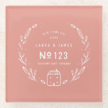 Blumenhandgezeichnet Glasuntersetzer<br><div class="desc">Neues Haus gezeichnet Blumendesign. Mit Platz für die Paare Name,  Hausnummer,  Adresse und Jahr. Teil einer Sammlung. "Hintergrundfarbe kann geändert werden</div>