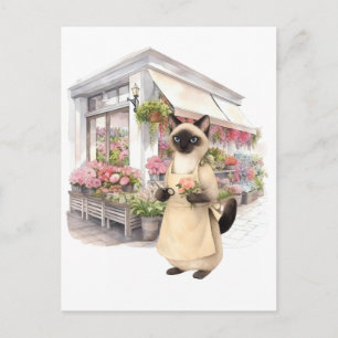 Blumenhändlerin Katzenmutter Siamkatzenliebhaber i Postkarte
