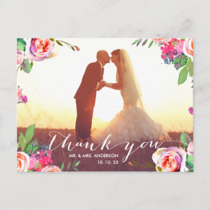 Blumenhandschrift 2 Foto Hochzeit Danke Postkarte