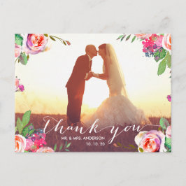 Blumenhandschrift 2 Foto Hochzeit Danke Postkarte