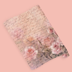 Blumenhandschrift - Rose Antiquitäten Geschenkpapier