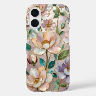 Blumenhandygehäuse mit Buntglas-Design Botanisch iPhone 16 Hülle