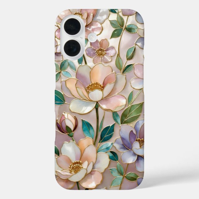 Blumenhandygehäuse mit Buntglas-Design Botanisch Case-Mate iPhone Hülle (Rückseite)
