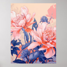Blumenharmonie: Eine Symphonie aus Rosa und Blau Poster