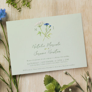 Blumenhartkraut, botanisch-grüne Hochzeit Einladung