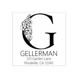 Blumenhauptbuchstabe - G - Gummistempel