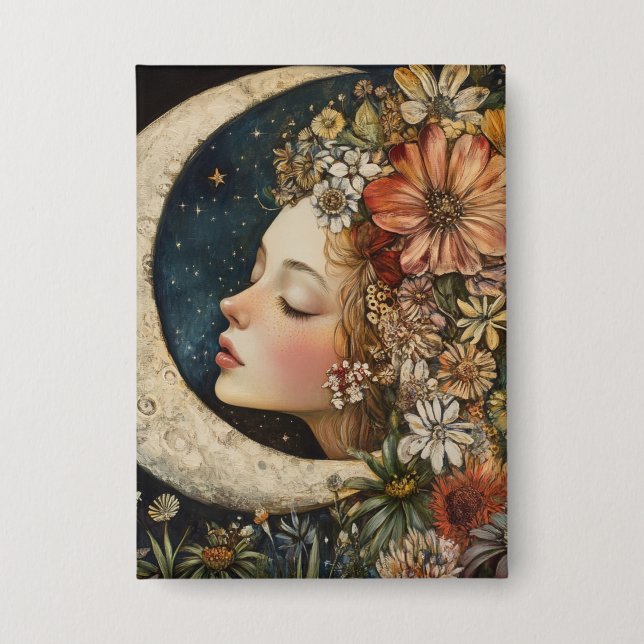 Blumenhaut und Crescent Moon 2 Button (Vorderseite)