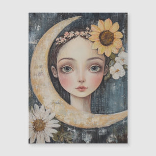 Blumenhaut und Crescent Moon 4 Magnetkarte