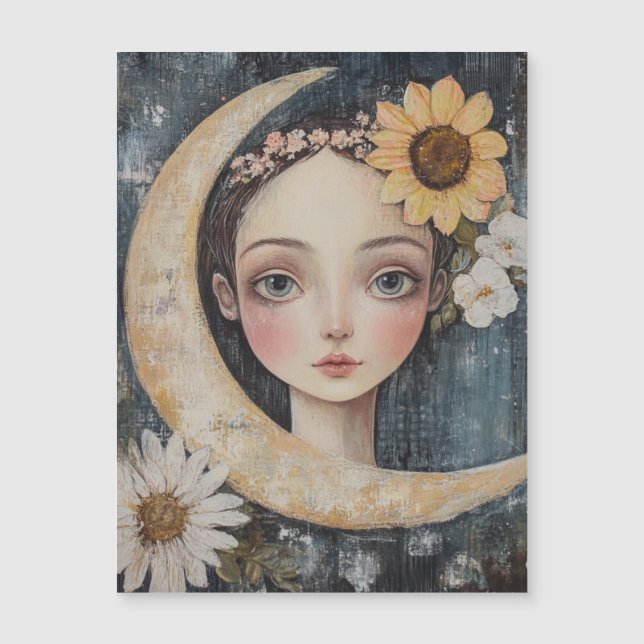 Blumenhaut und Crescent Moon 4 Magnetkarte (Vorderseite)