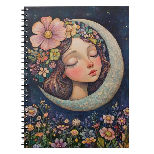 Blumenhaut und Crescent Moon Notizblock (Vorderseite)