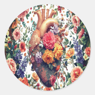 Blumenheftsticker Künstlerisch Runder Aufkleber