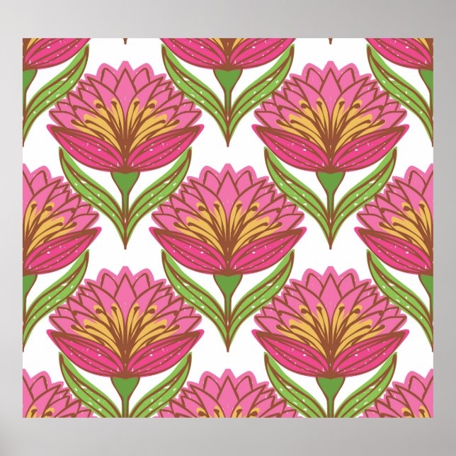 Blumenhelligkeit: Rot weiß Vintag. Poster (Vorne)