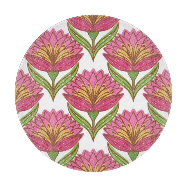 Blumenhelligkeit: Rot weiß Vintag. Schneidebrett (Vorderseite)