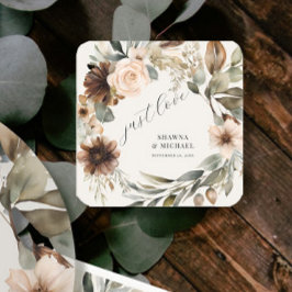 Blumenherbstfall Blätter Mute BOHO Hochzeit Quadratischer Aufkleber